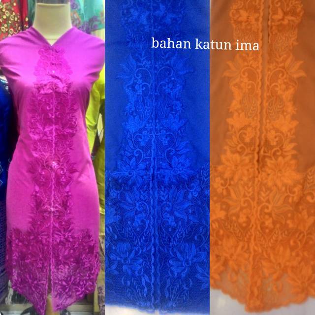 Kebaya pola bordir bahan kattun ima,