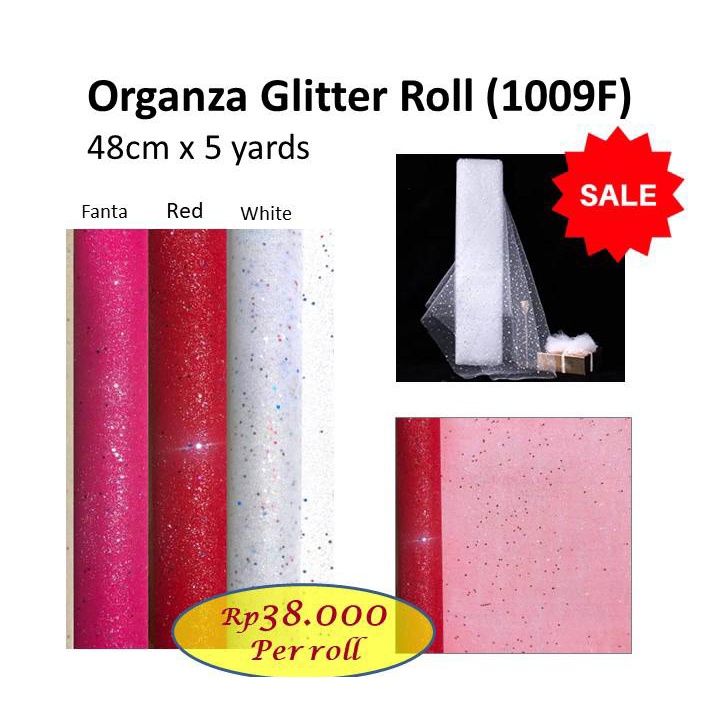 

Organza Glitter Roll 48cm x 5 yards 1009F barangflorist wrapping flower