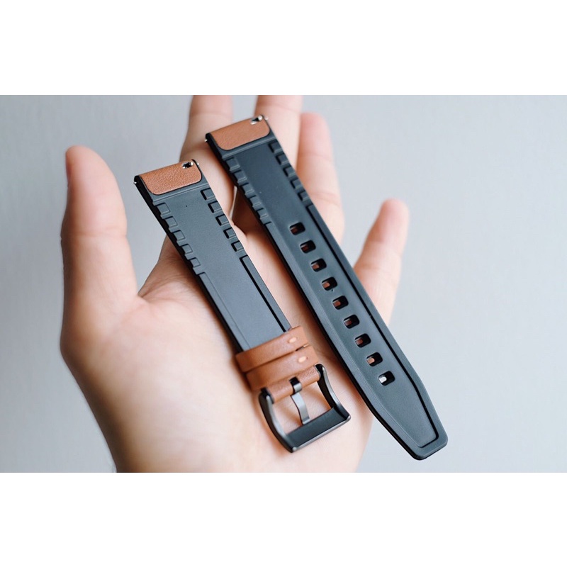 [KULIT PREMIUM] tali jam tangan 22mm quick release Strap apple watch iwatch 5 6 7 rubber leather ORIGINAL 41mm 44mm 38mm 42mm