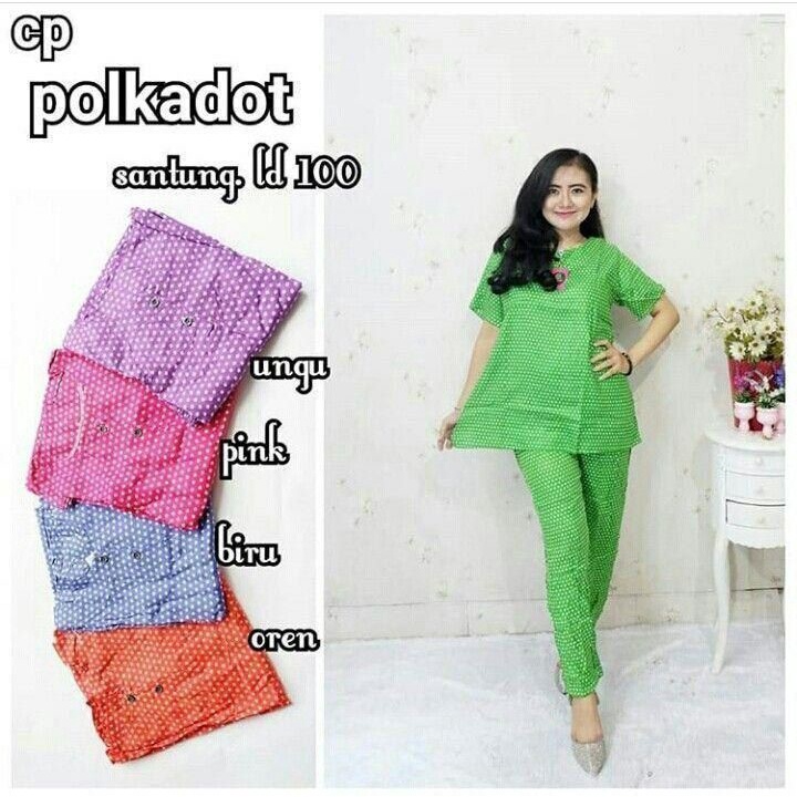 SETELAN CP RAYON BUSUI PIYAMA BAJU TIDUR KEKINIAN BATIK REZA-POLKA