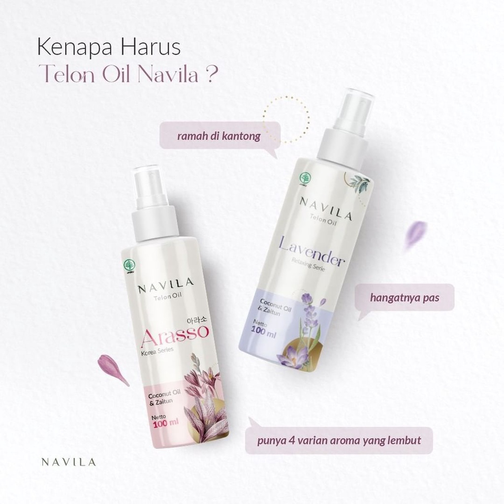 NAVILA BUNDLE 4PC Minyak Telon Oil Baby 100ml Varian Wangi Lavender / Green Tea / Kasturi / Arasso Minyak Telon Bayi Sensitif Navila