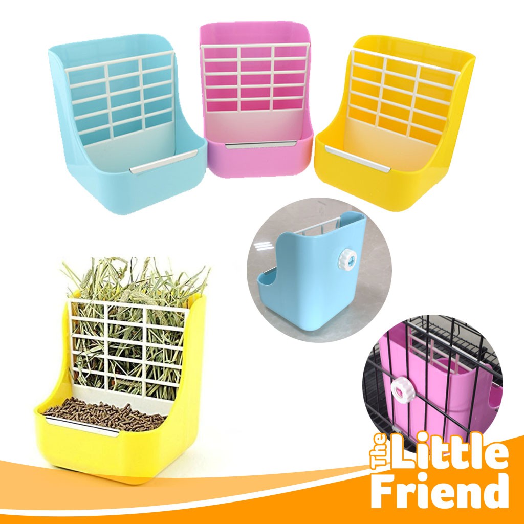 Hay Rack/Kotak Rak Tempat Makan Minum Gantung Kelinci Hamster 2 in 1