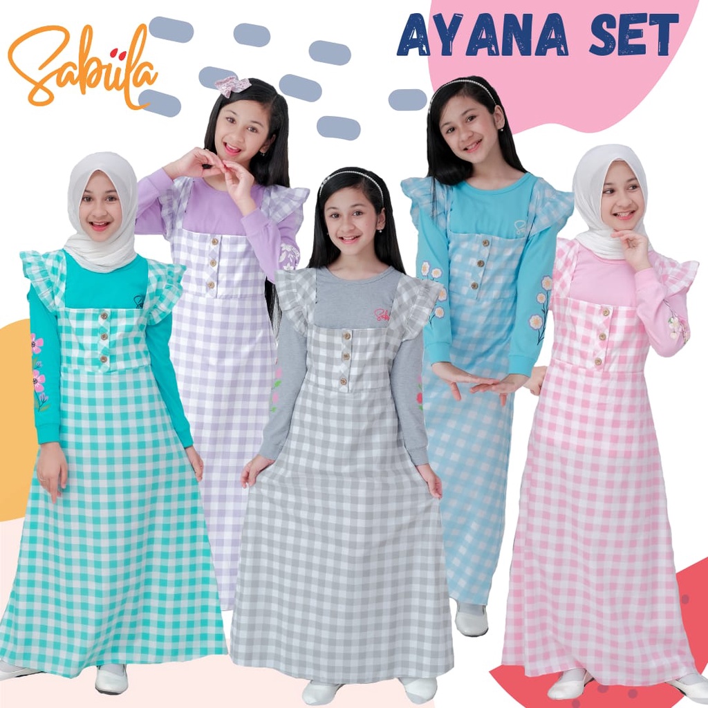 Gamis Anak Perempuan / Long Dress Anak / Baju Muslim Perempuan Sabiila Ayana Set