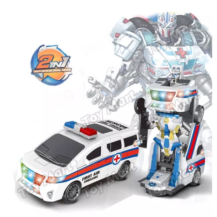 MWN Mainan Mobil Ambulance Robot First Aid Pioneer 9921