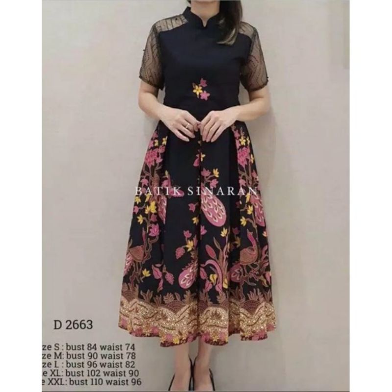Dress Batik 107 Merak Unggul Jaya HM 052 S M L XL XXL JUMBO