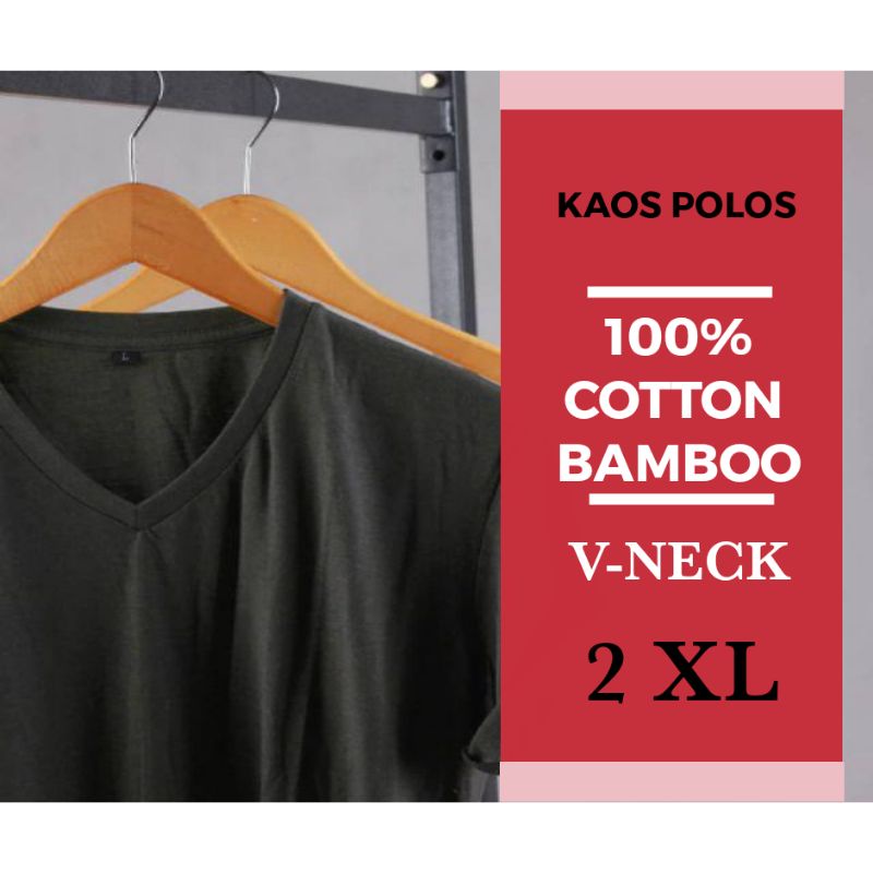 Kaos Polos Katun Bambu V-Neck Size XXL Lengan Pendek Kaos Cotton Bamboo Unisex