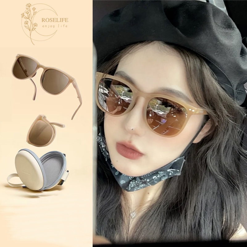 Roselife Kacamata Hitam Polarized Lipat Portable Untuk Wanita