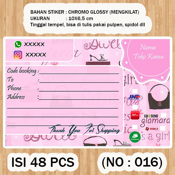 

( STIKER PENGIRIMAN ) Shipping label ( /pack isi 48pcs no.16 )