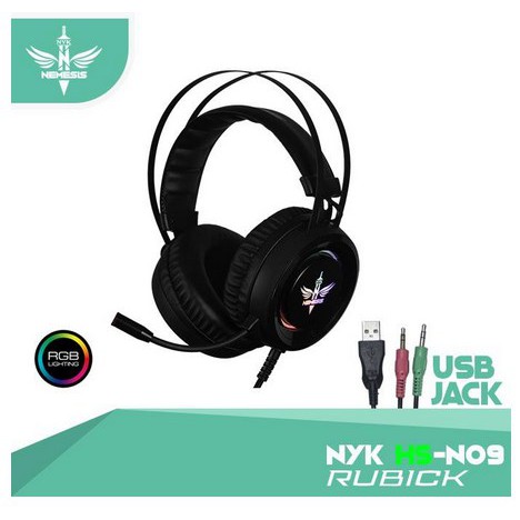 Headset Gaming NYK HSN-09 RUBICK HSN 09  + Audio Splitter