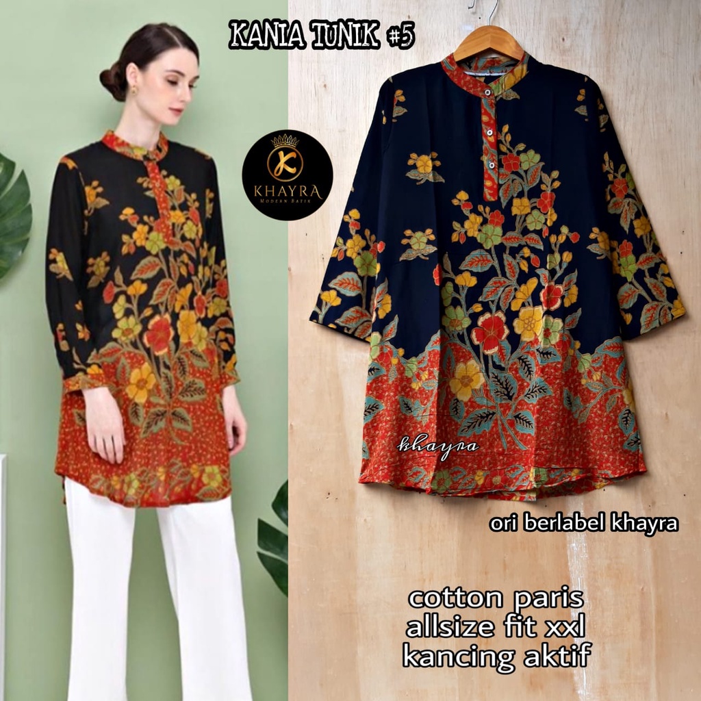 Tunik Batik Paris by Butik Batik Solo bahan batik paris premium kode KANIA TUNIK