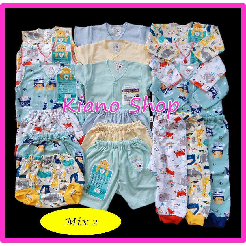 PAKET BAJU  BAYI  NEWBORN LIBBY  MOTIF NEWBORN DAN 3 6 BULAN 