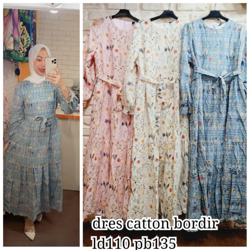maxi dress katun bordir import premium