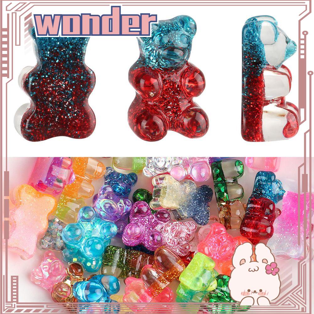 1pc Gantungan Kunci Bentuk Gummy Bear Glitter Bahan Resin Warna Permen Untuk Dekorasi Natal Charms