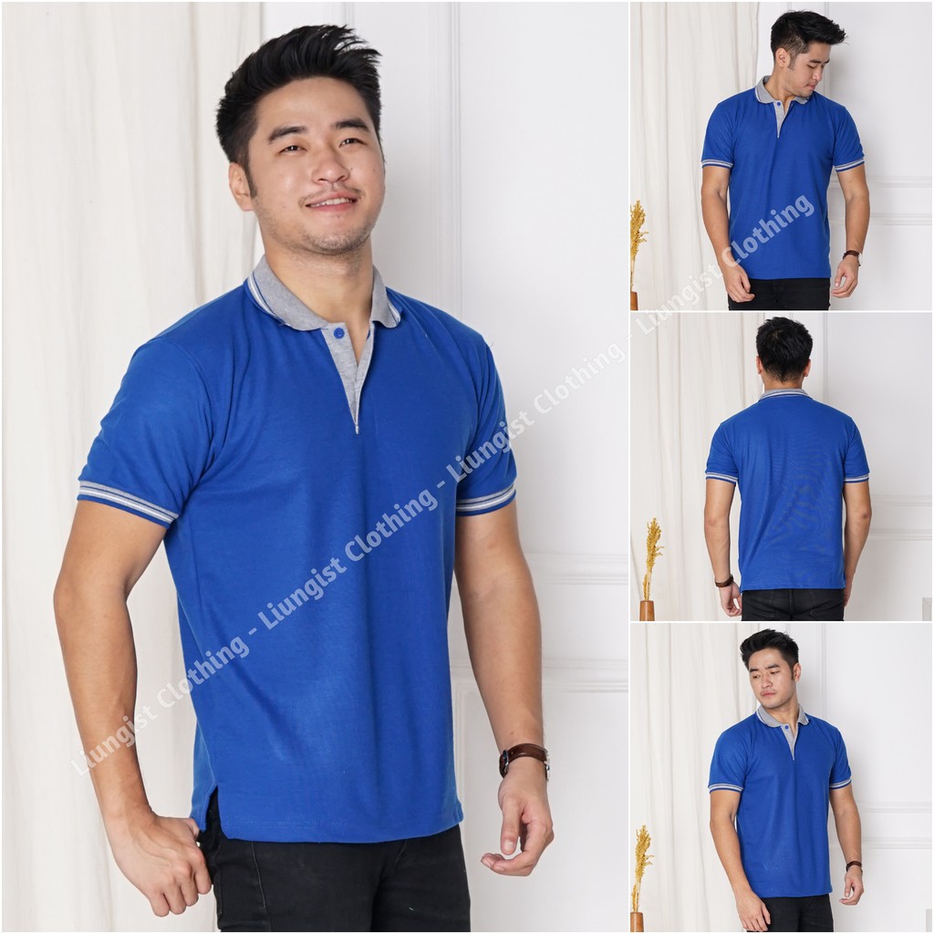 Kaos kerah / kaos polo / poloshirt / polo shirt / Kaos polo Pique Premium Size Besar-Benhur kerah abu