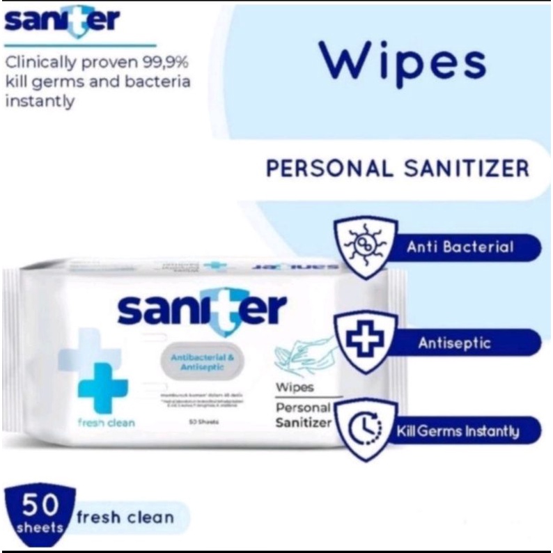 Saniter Tissue Wipes Antibacterial Antiseptik - Tissue Basah Antibakteri dan antiseptik