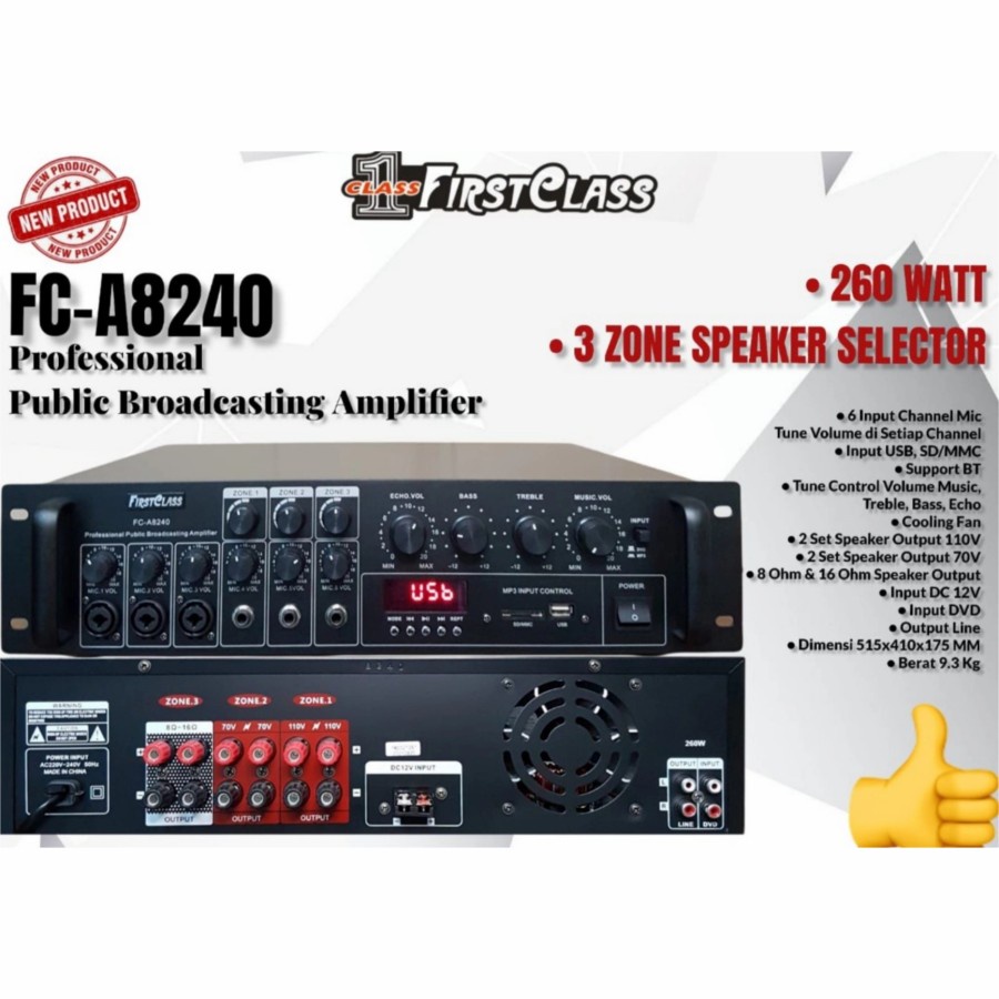 AMPLIFIER FIRSTCLASS FC A8240 / FIRST CLASS FCA 8240 AMPLI TOA MASJID