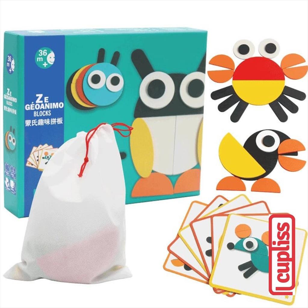 Ze Geo Animal Blocks Puzzle Pattern Mainan Edukasi Anak