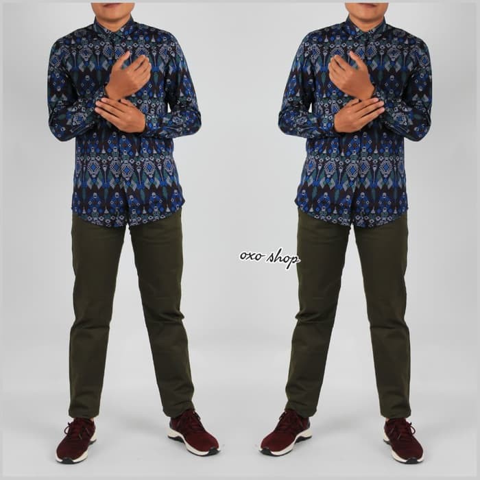 Promo Celana Chino Dan Kemeja Batik Panjang Pria Keren Murah Satu Stell Murah Shopee Indonesia