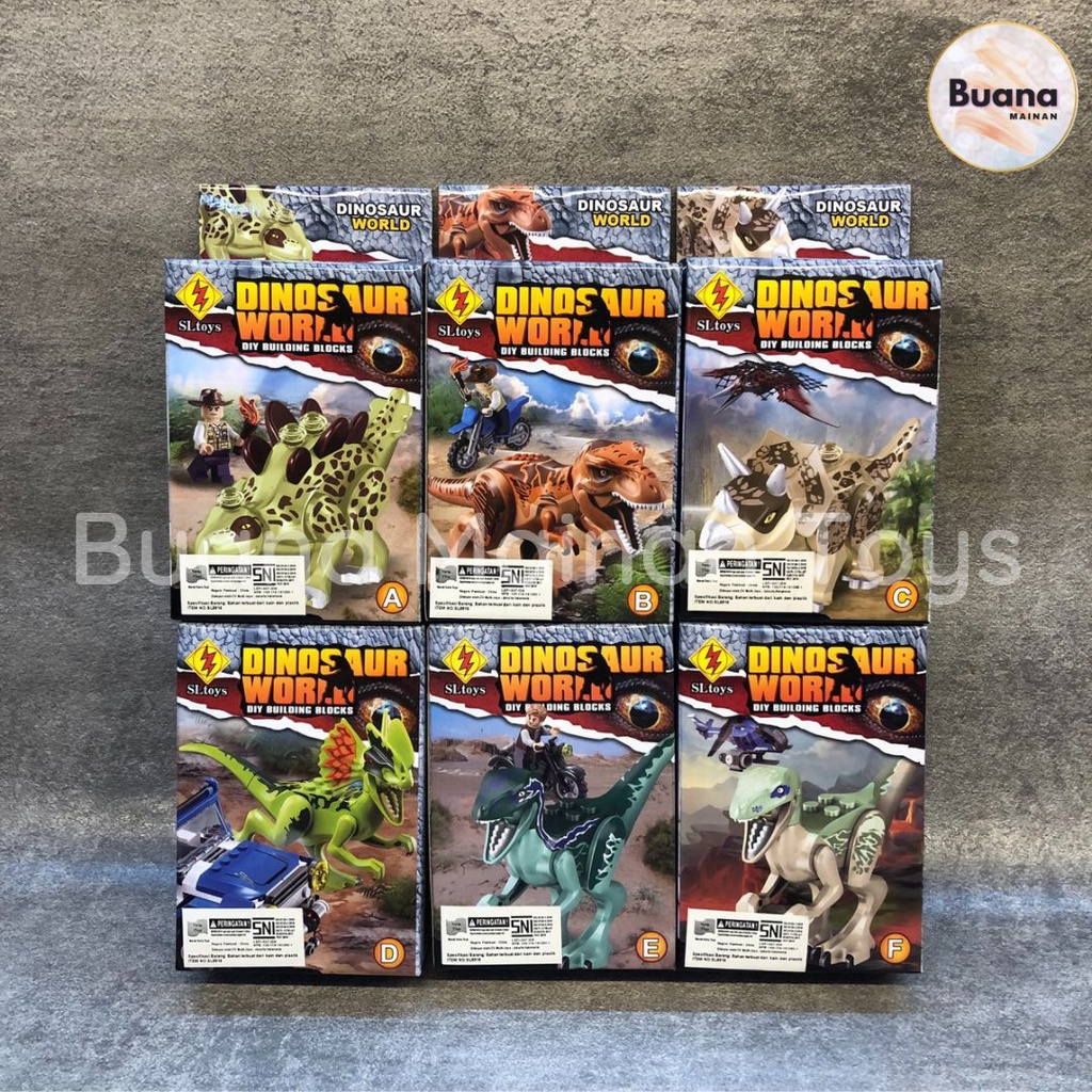 BRICKS SLTOYS DINOSAUR WORLD MAINAN EDUKASI ANAK COWO CEWE MINI BRICK FIGURE DINO DINOSAURUS JURASSIC