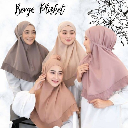 Bergo plisket tali non pet / idola hijab bergo maryam plisket kombinasi