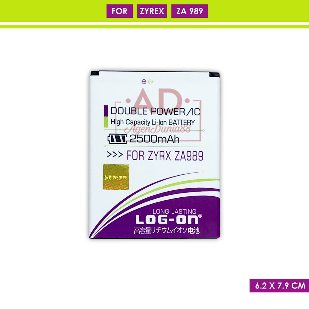 BATERAI ZYREX ZA989 - LOG ON DOUBLE POWER BATTERY