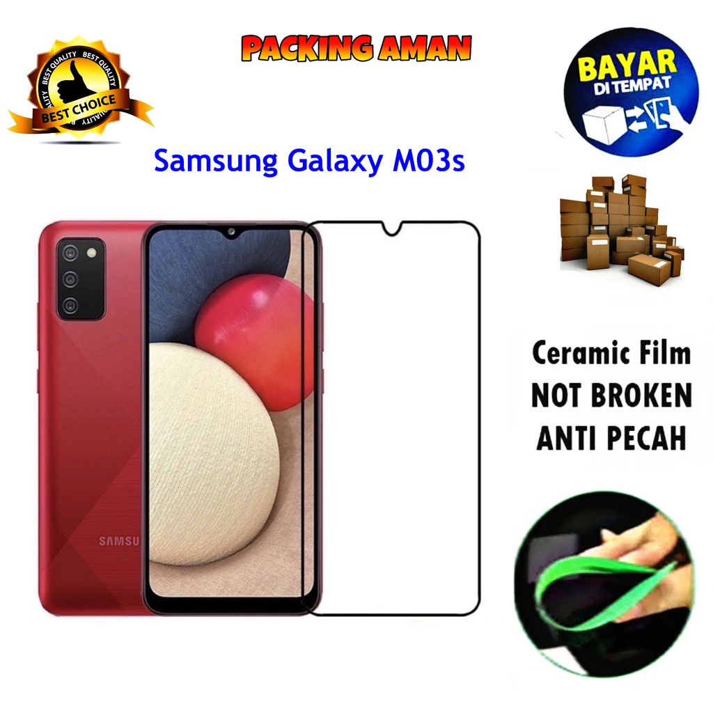 Tempered Glass Samsung Galaxy M03s FULL COVER FULL SCREEN Ceramic Film Anti Gores