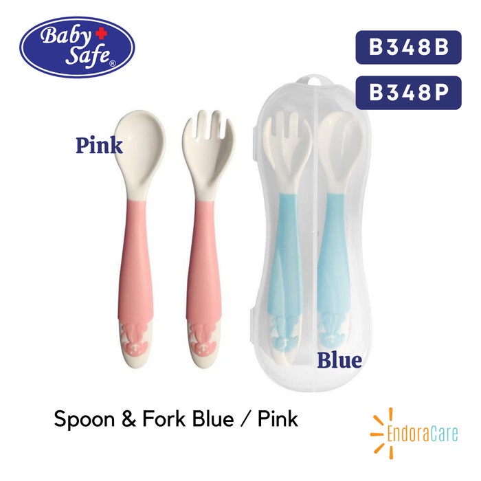 BABY SAFE SPOON &amp; FOR BLUE B348B / ALAT MAKAN BAYI / SENDOK GARPU BAYI