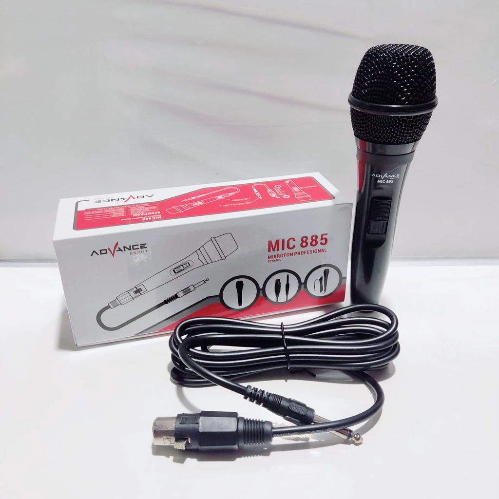 Advance Mic Karaoke Profesional Dynamic Microphone Mic Kabel MIC885 - Microphone Advance 885 / Mic Karaoke Universal Mikrofon Original - ADVANCE MIC885~FMS