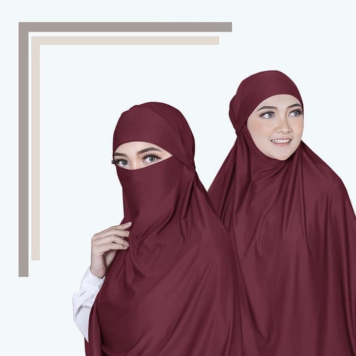 Promo Hijab Khimar Niqab Syari Jumbo Siria Premium - Coffee Diskon