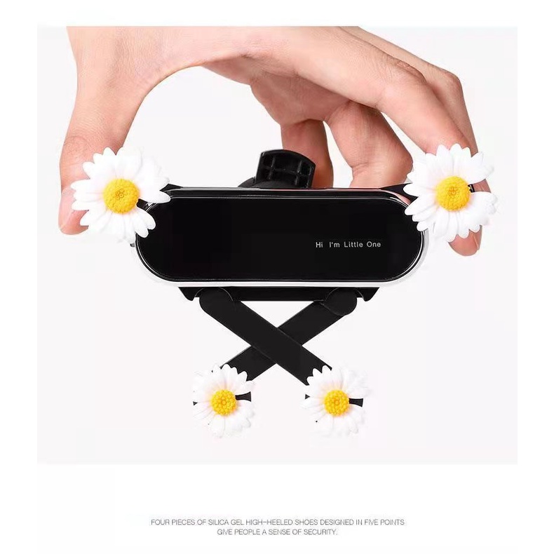 Holder Handphone / Navigasi Model Snap on Motif Bunga Daisy Untuk Ventilasi Ac Mobil