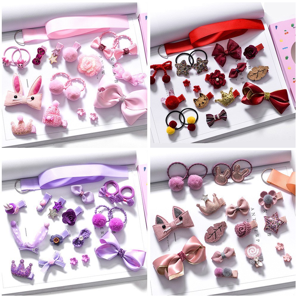 JOS395 Ikat Rambut Pita Anak lucu 18 in 1 Jepit Rambut anak