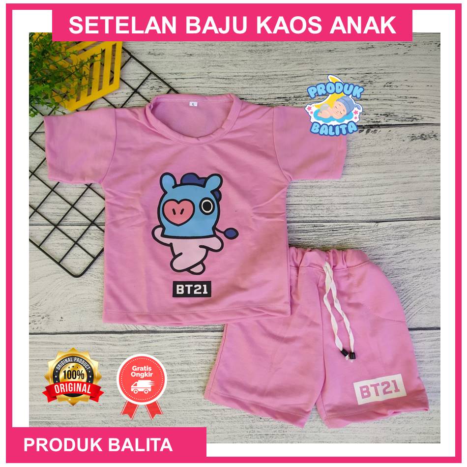 Setelan Kaos Lengan Pendek Anak Laki-Laki Perempuan  Usia 1-5 Tahun Murah