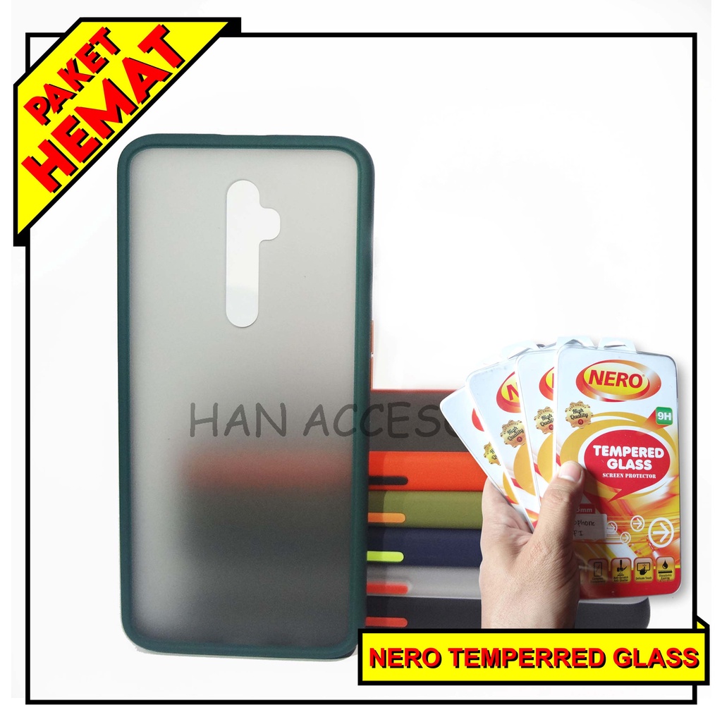 (PAKET HEMAT) Case Fuze Dove + Temperred Glass OPPO RENO RENO 2/2F/3/3 PRO/4/4 PRO 4G Hardcase / Matte Colour / Case Candy