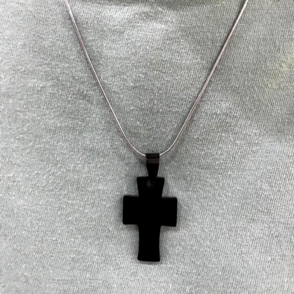 Liontin Salib Kristen Hitam Polos Aksesoris Fashion Pendant Kalung Pria dan Wanita Y109