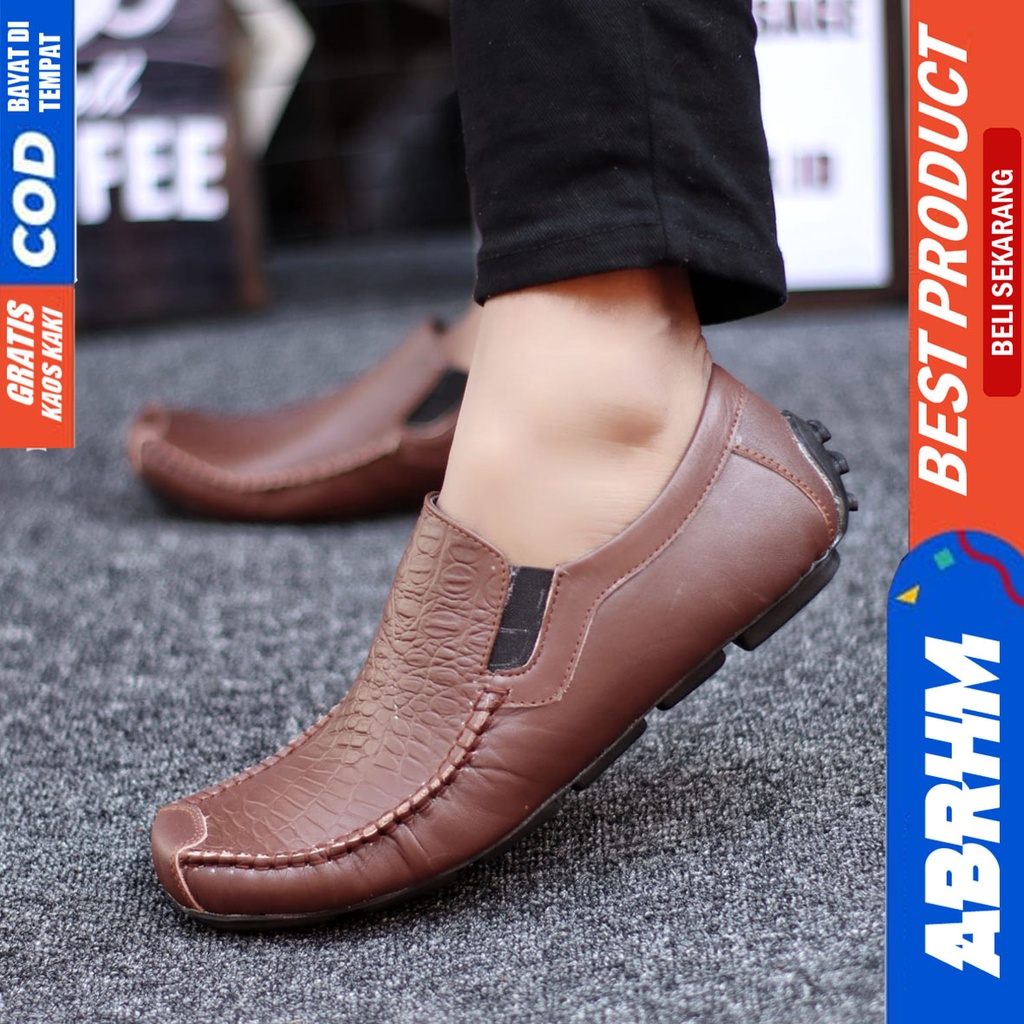 Abrhm Asbul - Sepatu Kulit Slip On Casual Pria Kerja Kantor