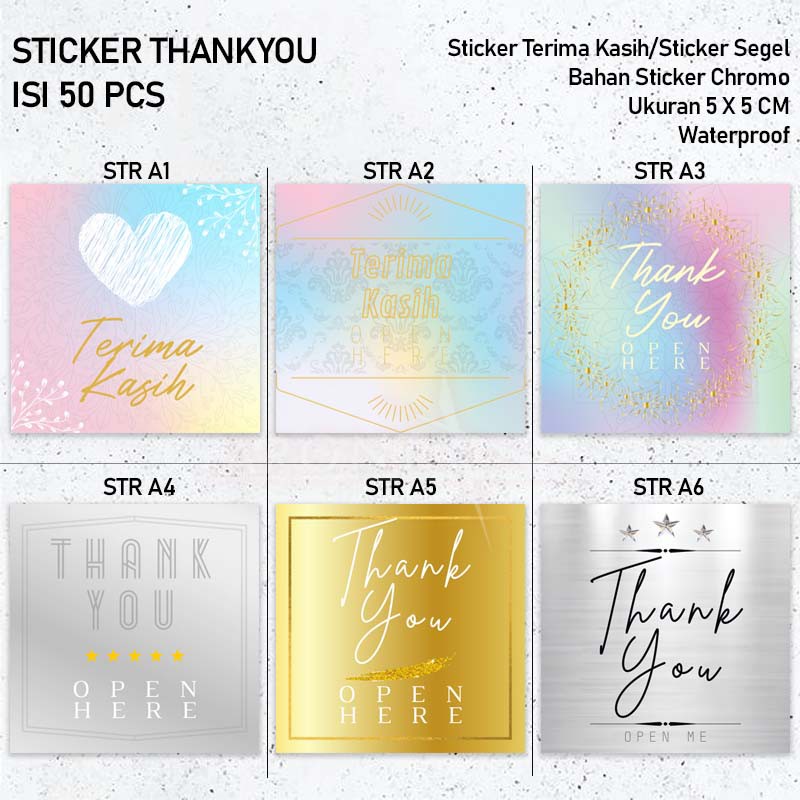 

50 Pcs Sticker Terimakasih - Sticker Thankyou - Stiker Terima kasih - Stiker Thank you - Segel