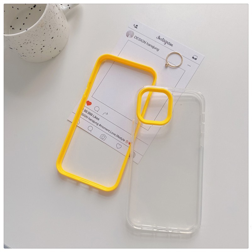 Casing Softcase iPhone 13 12 11 Pro Max SE 2020 Xr X Xs Max 7 8 + 3 in 1 Warna Macaron Transparan Shockproof