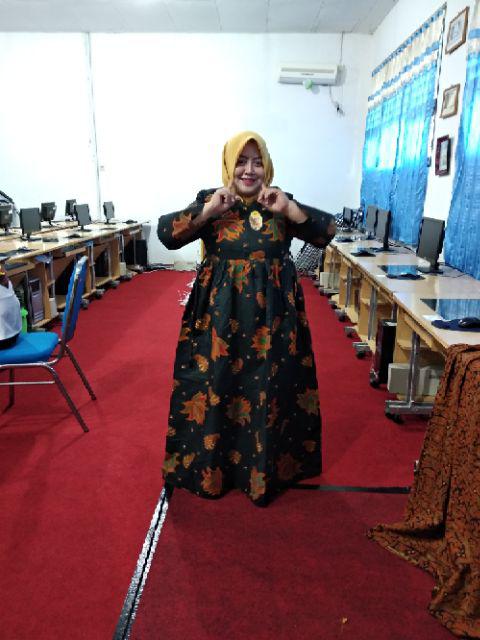 Long Dress Batik Gamis Batika Nadine Manggar Kobis Kupu Padi Ulir Manis Gendis Sekar