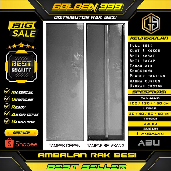 Ambalan rak besi siku lubang I 40x100 cm I rak susun I rak dapur I rak gudang I rak buku I Harga per