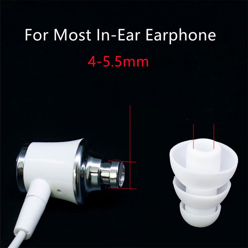 1 Pasang Earbud Pengganti Bahan Silikon Tiga Lapis Untuk Headphone