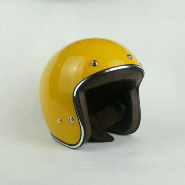 Helm Motor Retro Boulter Yellow Solid