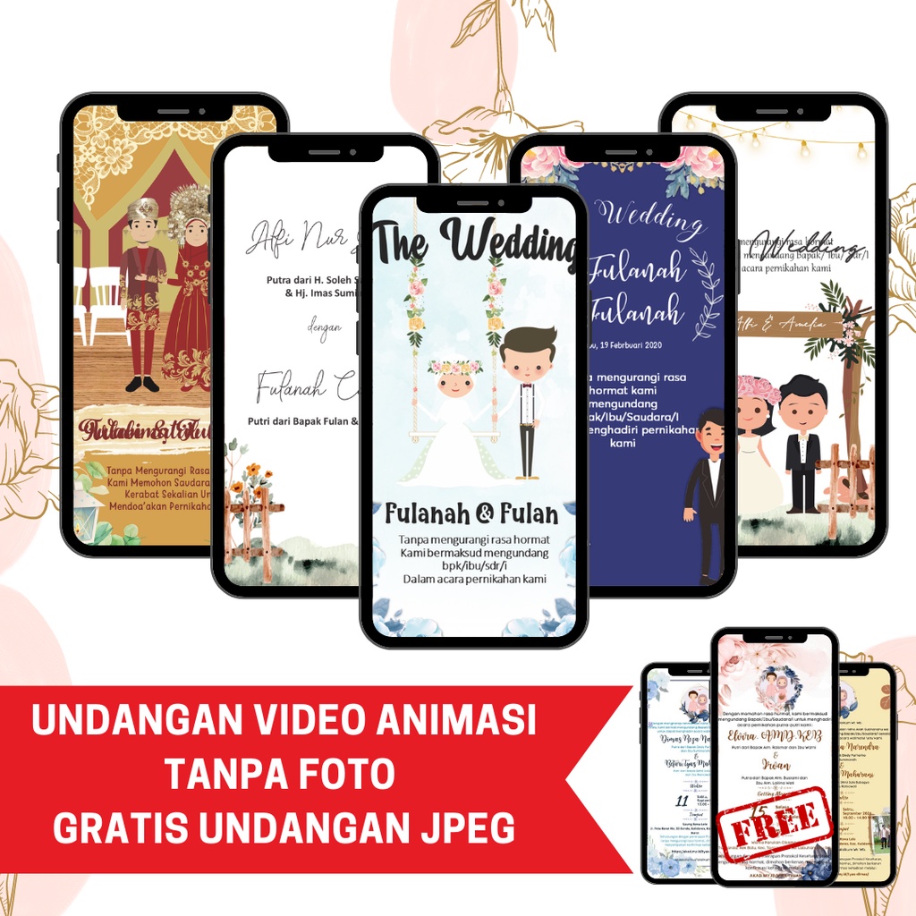 Undangan Video Digital Pernikahan Animasi/Tanpa Foto + Free Undangan JPEG
