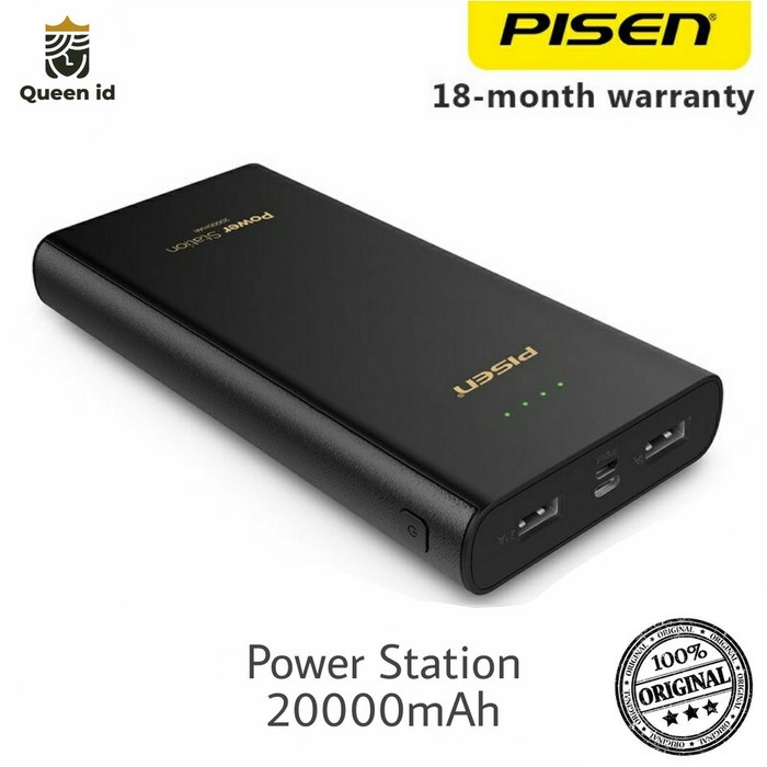 HANDPHONE & TABLET POWER BANK PISEN POWERBANK 20000 MAH POWER STATION DUAL USB PORT - 20000MAH