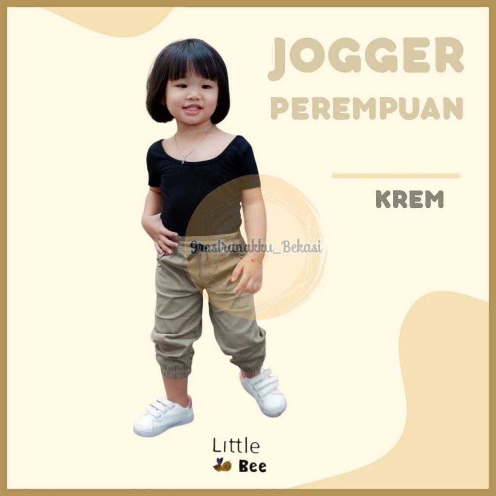 Jogger Anak Perempuan Warna Krem size 1-5Tahun