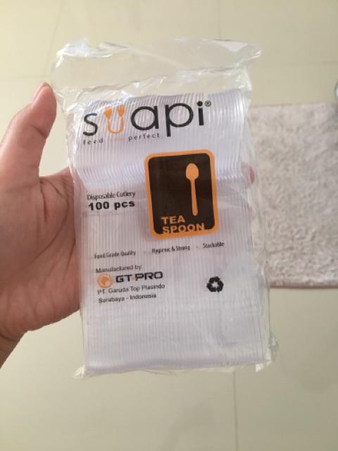 Sendok Teh Suapi 100pc Transparan/putih Susu