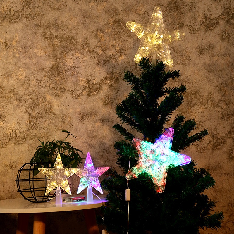 1Pc Color Changing Flashing Waterproof Five-pointed Star LED Light For Christmas Tree Top Decor