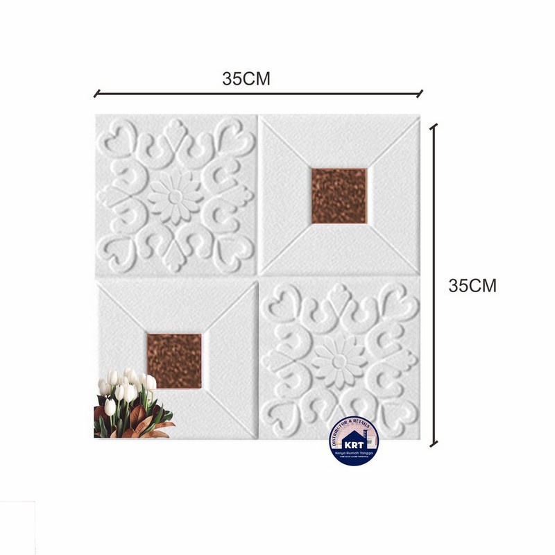 PROMO WALLPAPER FOAM 3D MOTIF BATIK KRISTAL Classic 35X35 / Wallpaper Sticker Dinding Plafon Emboss-KRISTAL COKLAT