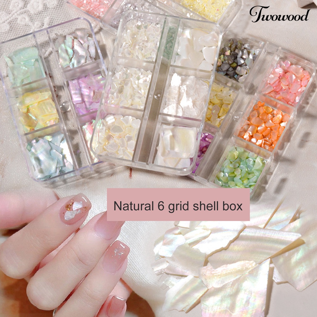 Twowood 1 Kotak Payet Abalone Asimetris Warna-Warni Untuk Dekorasi Nail Art 3D