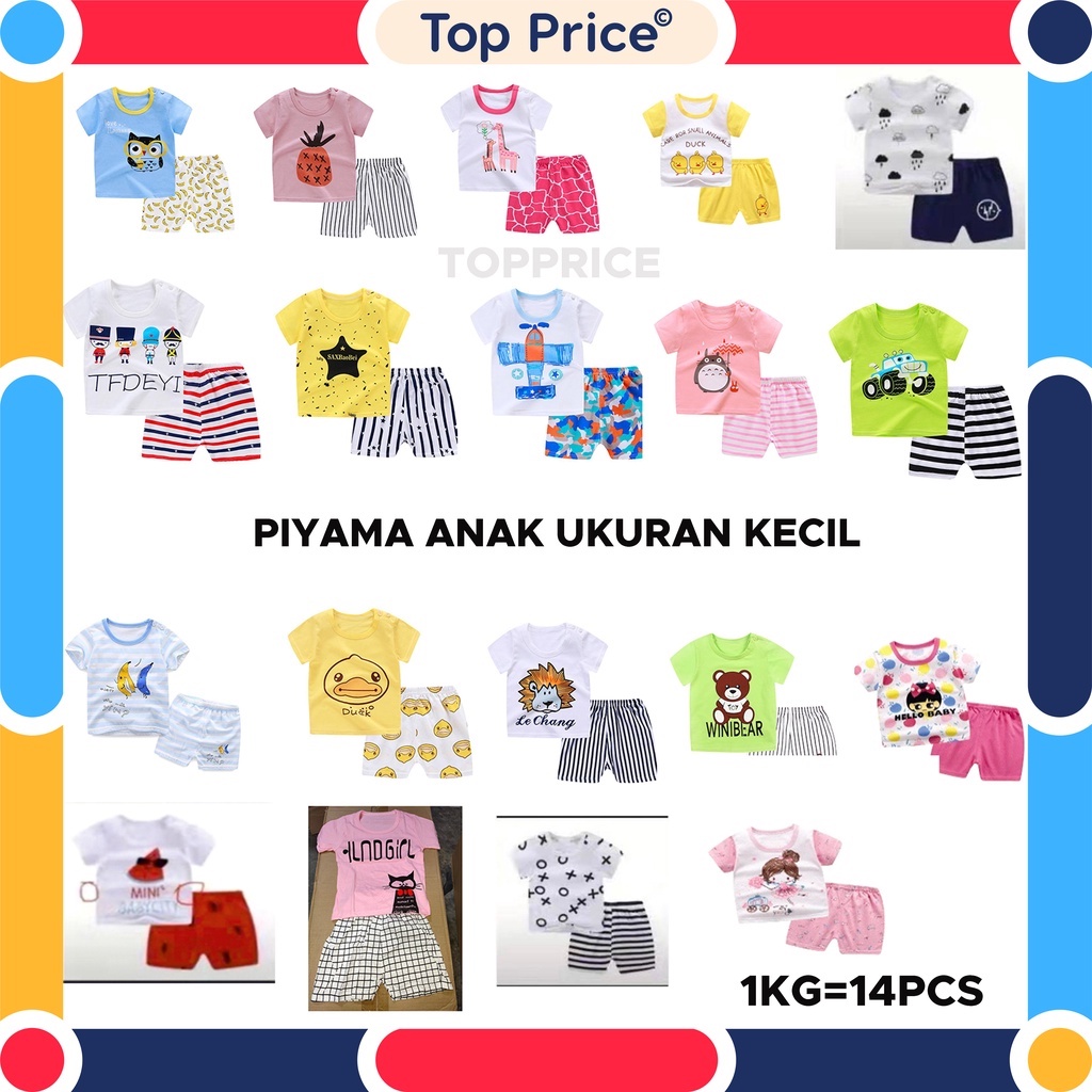 Topprice (2) Piyama Baju Anak Lengan Pendek / Baju Santai Motif Karakter Anak Import BB01