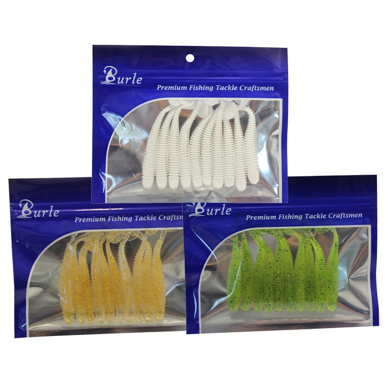 10pcs / lot Umpan Pancing Soft Bait Bentuk Cacing Bahan Karet Silikon Ukuran 50mm 0.7g